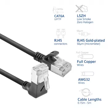 Sieťový kábel ACT DA4901 Cat6a U/FTP (STP) čierny 1 m s RJ-45 pozlátenými kontaktmi