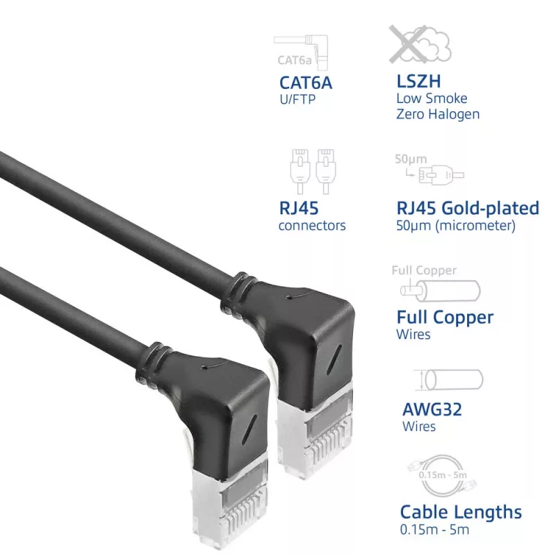 Sieťový kábel ACT DA5901 Cat6a U/FTP (STP) čierny 1 m RJ-45 na RJ-45