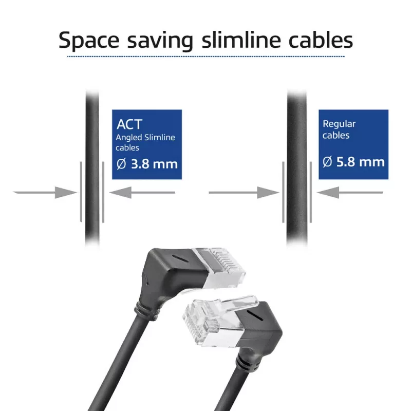 Sieťový kábel ACT DA7903 Cat6a U/FTP (STP) čierny, 3 m, RJ-45 na RJ-45, pozlátené kontakty