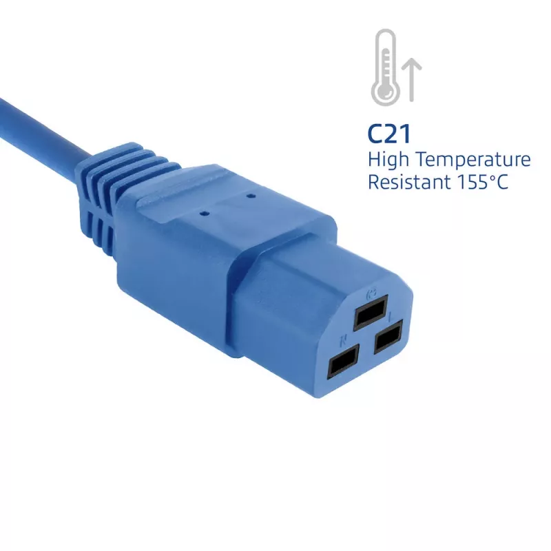 Napájací kábel ACT C20–C21 IEC60320 modrý 2 m, 16 A, 250 V