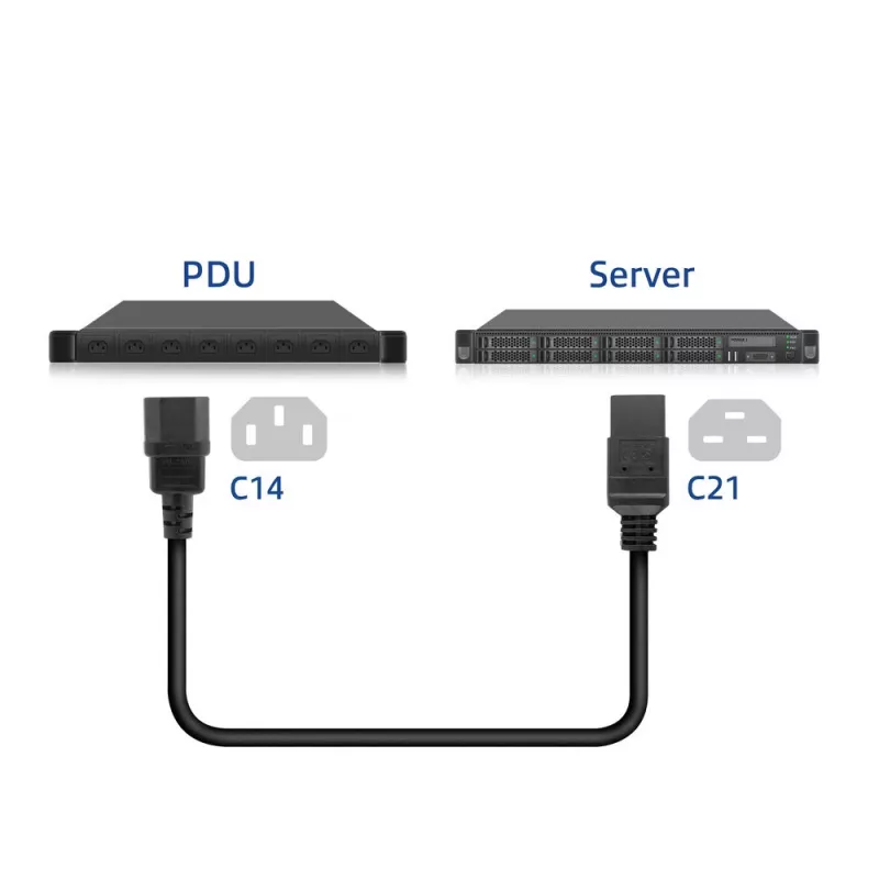 Napájací kábel ACT C14 na C21 IEC60320 čierny 1 m, 250 V, 10 A