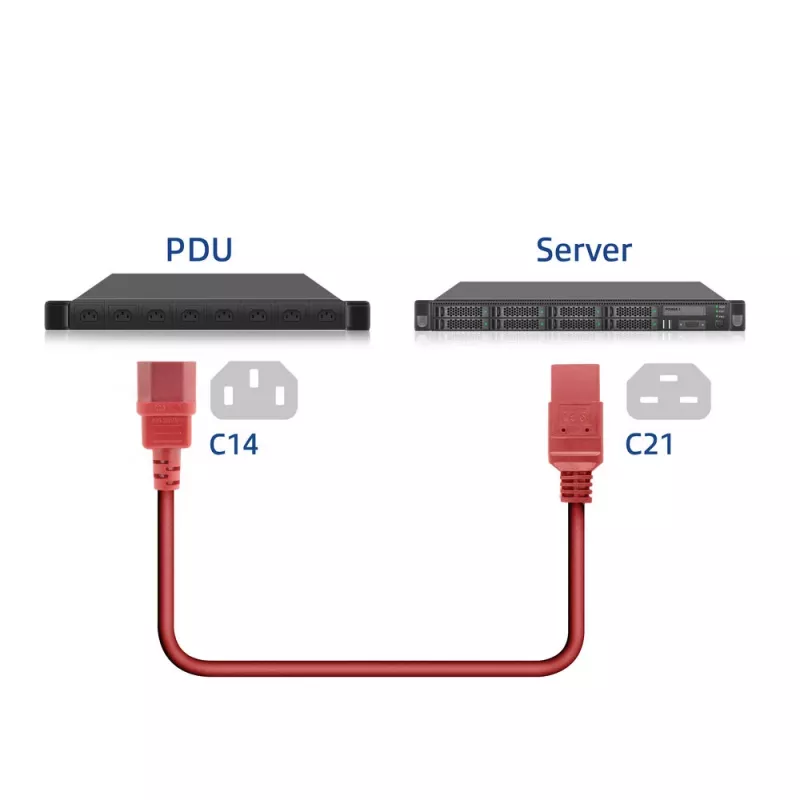 Napájací kábel ACT C14 na C21 IEC60320 červený 1 m, 250V 10A