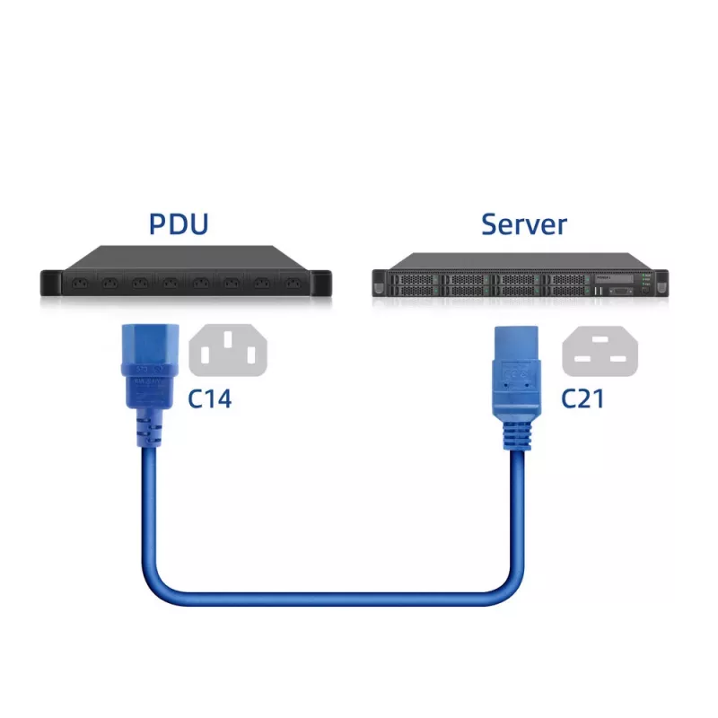 ACT napájací kábel C14 na C21 IEC60320 modrý 2 m, 250 V 10 A