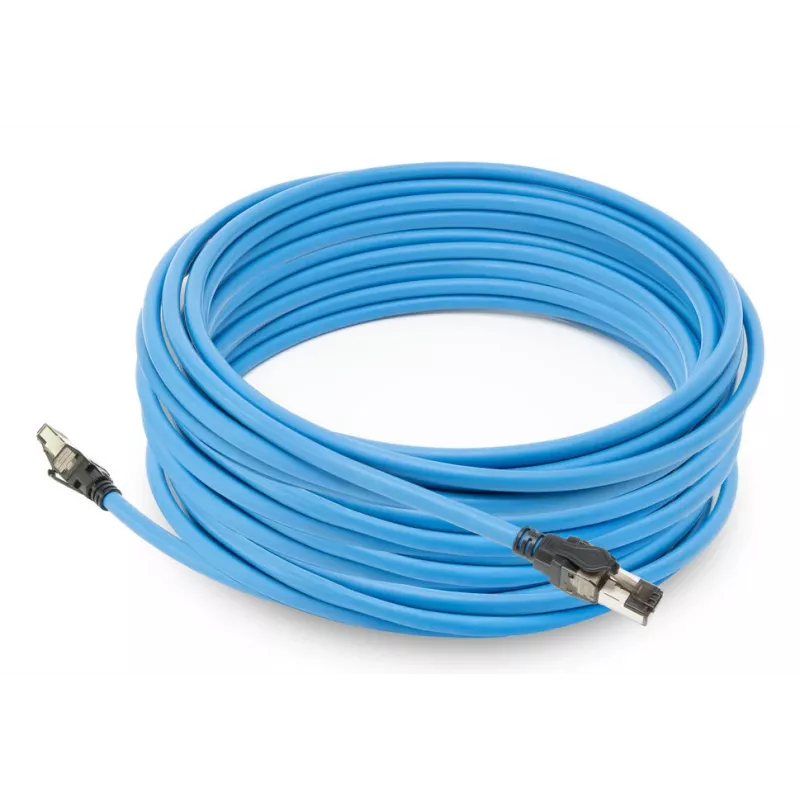 ACT modrá 85 metrov S/FTP CAT6A B2ca PoE++ 100W pevný vopred zostavený inštalačný kábel, RJ45 konektor samec – samec