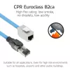 ACT modrá 85 metrov S/FTP CAT6A B2ca PoE++ 100W pevný vopred zostavený inštalačný kábel, RJ45 konektor samec – samica