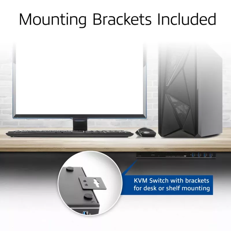 KVM prepínač ACT 2-port USB-C/HDMI 4K@60Hz AC7922 s USB klávesnicou/myšou, HDMI video, 100W PD