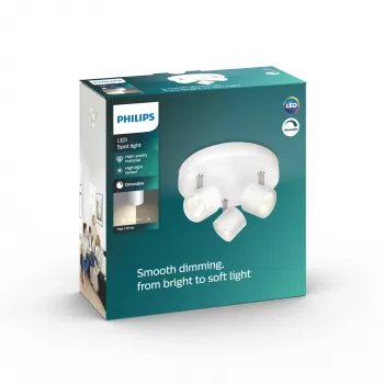 Stropné/nástenné svietidlo Philips Dimmable LED Star 3x 16,5 W, 2700 K, 1500 lm, IP20, biela