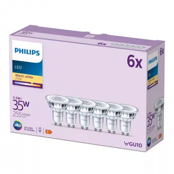 Philips bodové svietidlo 35W PAR16 GU10 x6, 3,5 W, 35 W, GU10, 255 lm, 15000 h, teplá biela