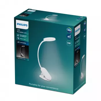 Philips Functional Forys clip stolové svietidlo, biela, plast, spálňa, obývacia izba, kancelária, moderné, IP20, III