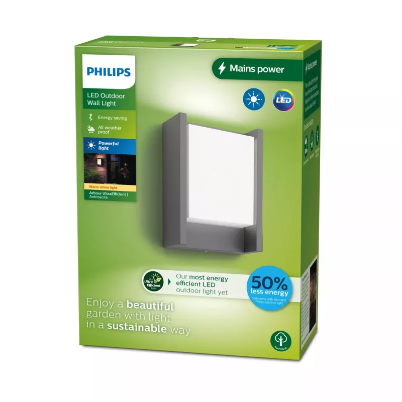 Vonkajšie nástenné svietidlo Signify Philips Arbour 3,8 W LED antracit, 220–240 V, 1-plamenné