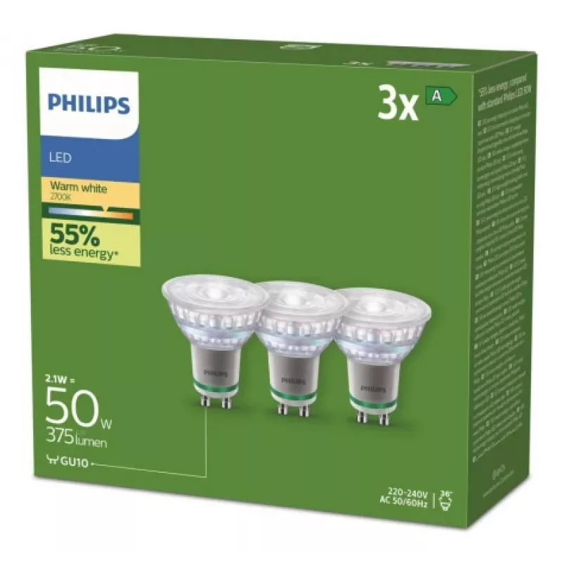 Philips 929003634693 LED žiarovka teplá biela 2700 K 2,1 W GU10 A