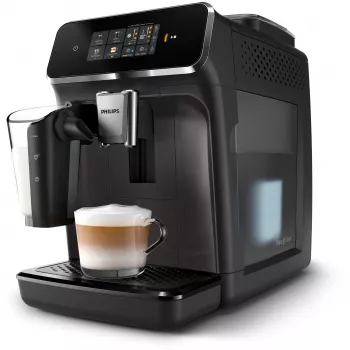 Kávovar Philips EP2334/10 – plne automatický, samostatne stojaci, integrovaný keramický mlynček, nádoba na mlieko, AquaClean filter, dotykový displej, čierny