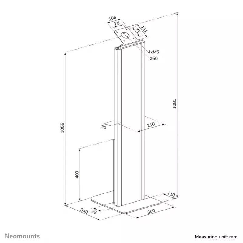 Stojan na tablet Neomounts FL15-628BL1 — univerzálny, uzamykateľný, max. nosnosť 3 kg, čierny
