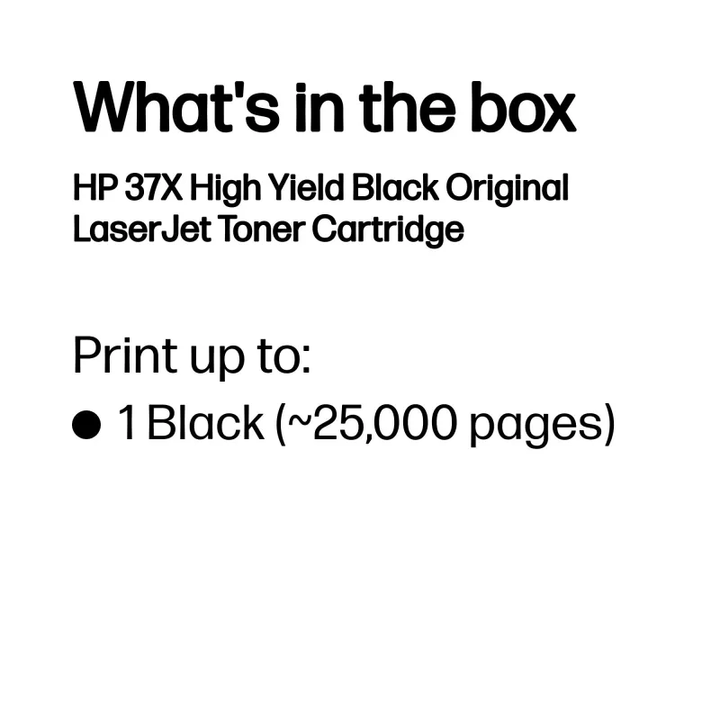 HP 37X High Yield čierna originálna tonerová kazeta LaserJet, 25000 strán, čierna, 1 ks