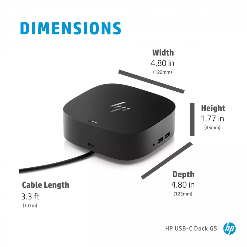 HP USB-C Dock G5 káblový USB 3.2 Gen 1 Type-C čierny 100W