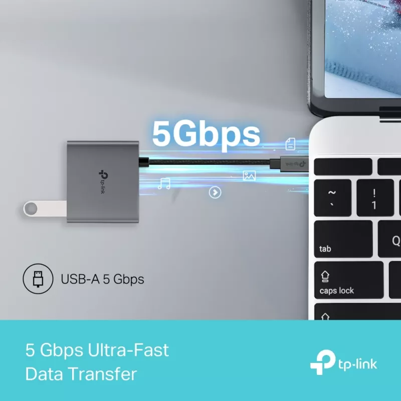 TP-Link UH3020C rozbočovač USB Type-C 5000 Mbit/s sivý