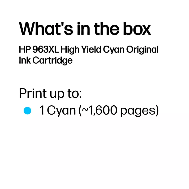 HP 963XL High Yield azúrová originálna atramentová kazeta, azúrová, 1 ks, 1600 strán