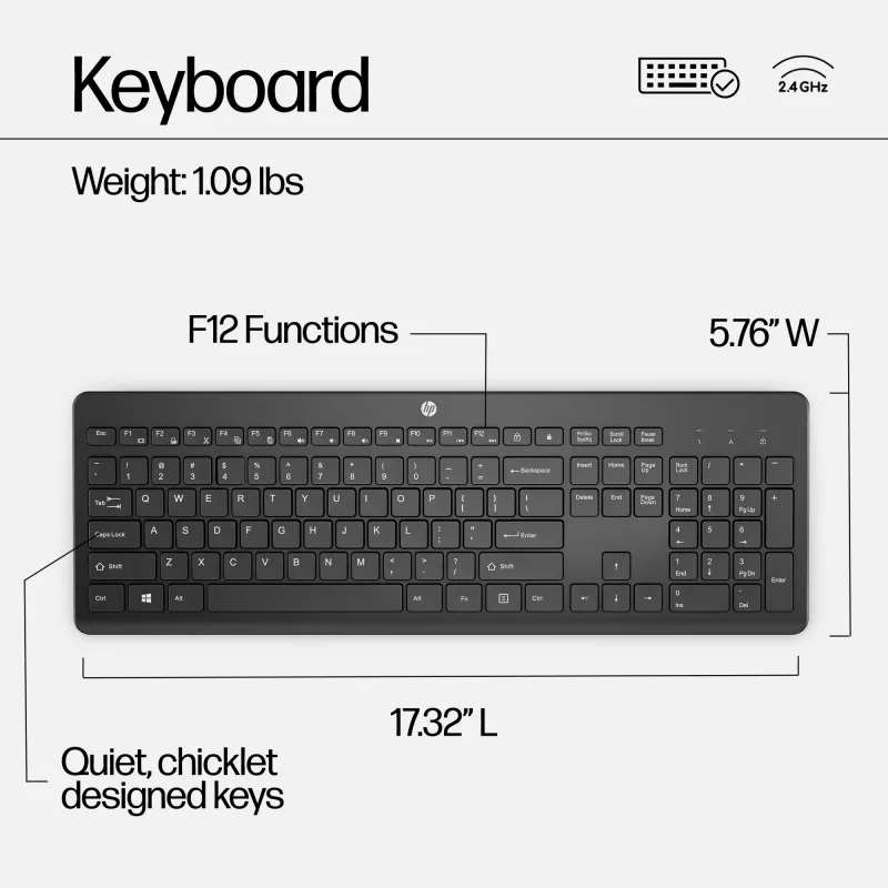 HP 230 bezdrôtová kombinácia myši a klávesnice