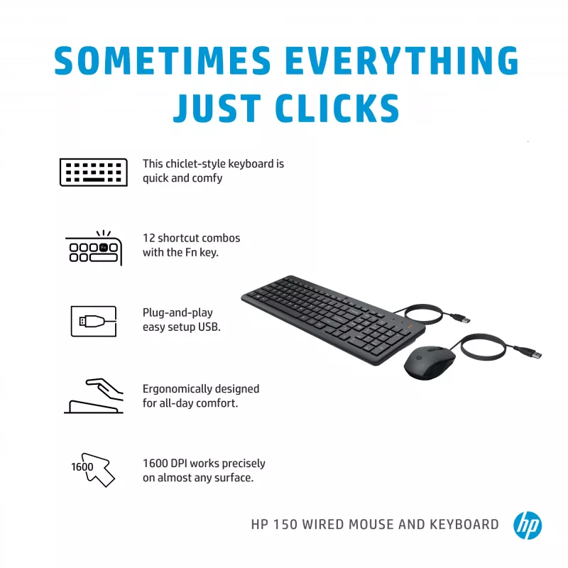 Myš HP 150 káblová myš a klávesnica USB