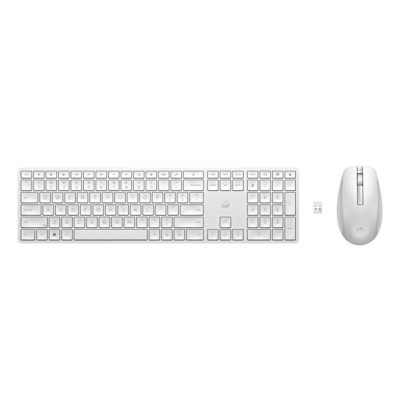 HP 650 bezdrôtová sada klávesnice a myši Full-Size membránová biela