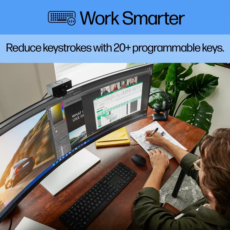 HP 450 programovateľná bezdrôtová klávesnica Full-size káblová & bezdrôtová čierna