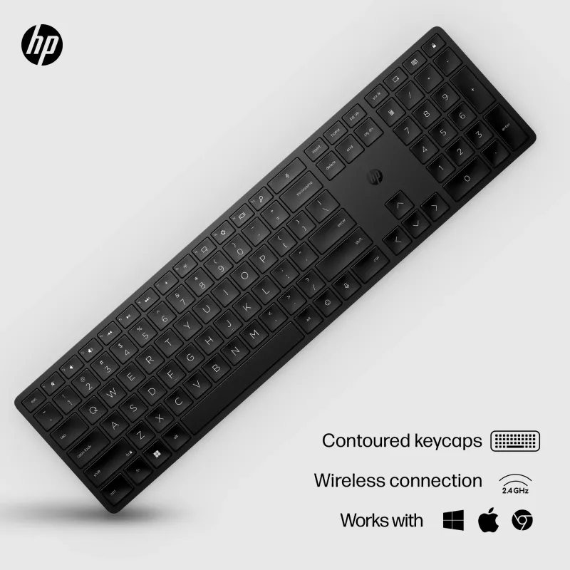 HP 450 programovateľná bezdrôtová klávesnica Full-Size RF Wireless USB čierna