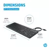 HP 150 káblová klávesnica Full-Size USB čierna 664R5AA#ABD