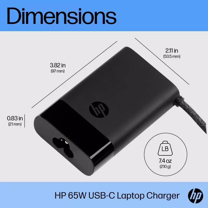 HP USB-C 65W nabíjačka pre notebook, notebook, interiér, 90 V, 65 W, 5 – 20 V, 1,6 A