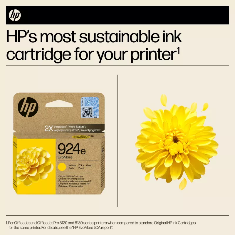 HP 924e EvoMore žltá originálna atramentová kazeta, žltá, 1 ks, 800 strán
