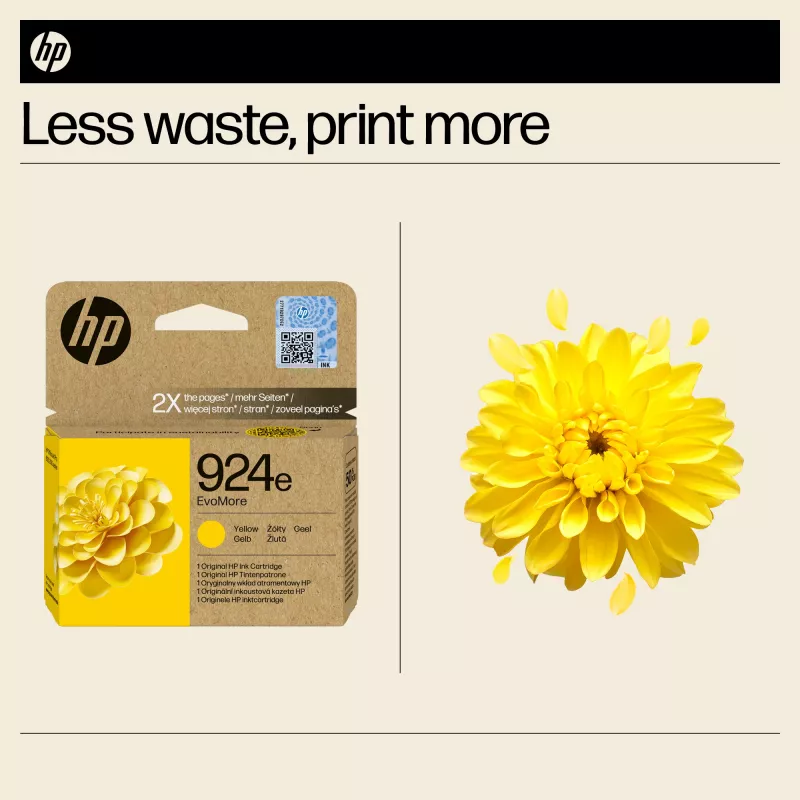 HP 924e EvoMore žltá originálna atramentová kazeta, žltá, 1 ks, 800 strán