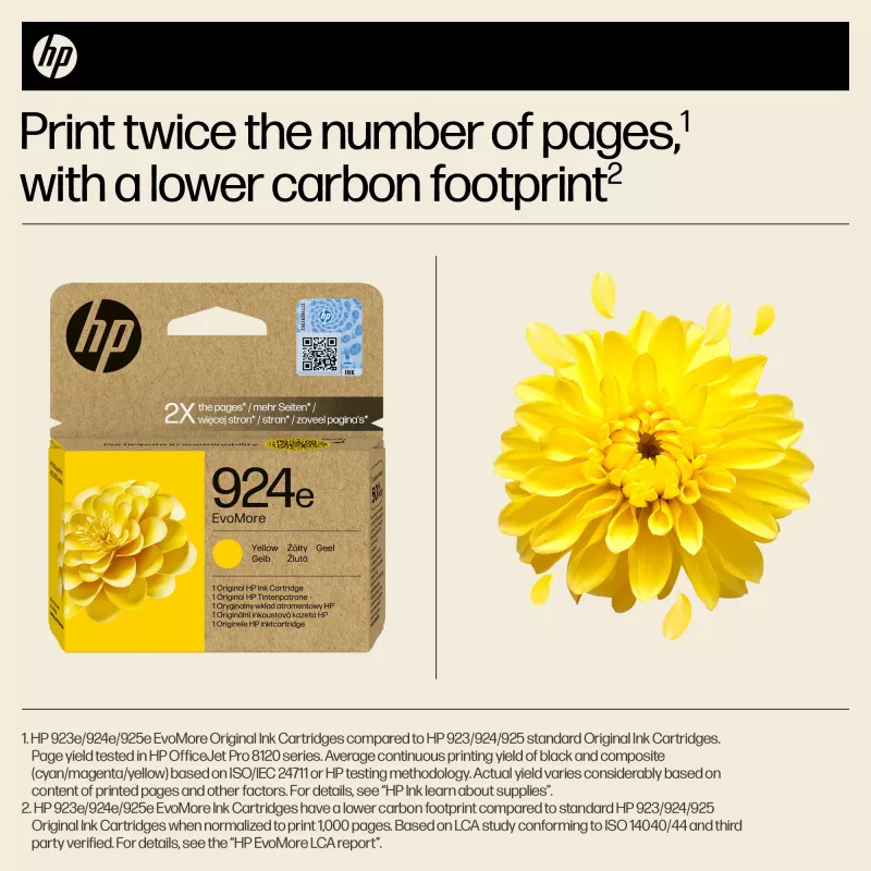 HP 924e EvoMore žltá originálna atramentová kazeta, žltá, 1 ks, 800 strán