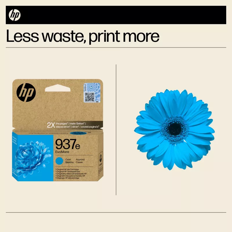 HP 937e EvoMore cyan originálna atramentová kazeta, cyan, 1 ks, 1650 strán