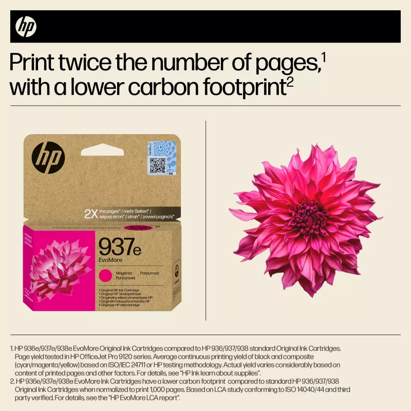 HP 937e EvoMore magenta originálna atramentová kazeta, magenta, 1 ks, 1650 strán