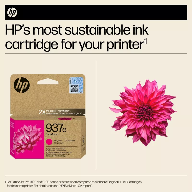 HP 937e EvoMore magenta originálna atramentová kazeta, magenta, 1 ks, 1650 strán