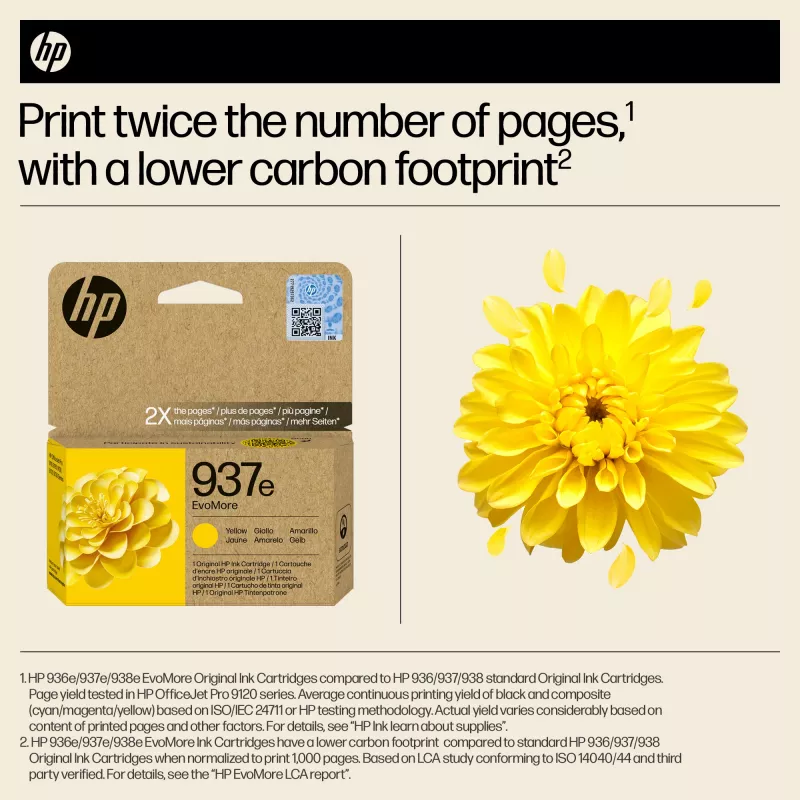 HP 937e EvoMore žltá originálna atramentová kazeta