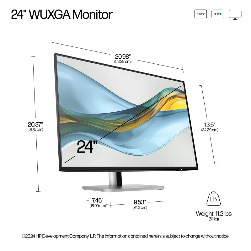 HP Series 5 Pro 24″ WUXGA monitor - 524pn, 61 cm (24 palcov), WUXGA, LCD, 5 ms, čierny (repasovaný)