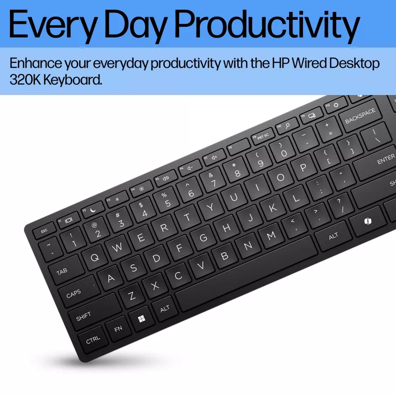 HP Wired Desktop 320K klávesnica Full-Size USB membránová čierna