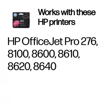 HP 951 purpurová originálna atramentová kazeta – pigmentový atrament, štandardná kapacita, 8 ml, 535 strán