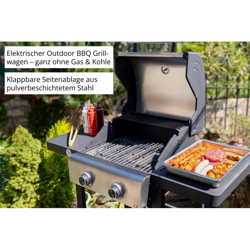 Unold 58595 Barbecue Grill-Wagen BUDDY Cart elektrický čierna, nehrdzavejúca oceľ 2600 W