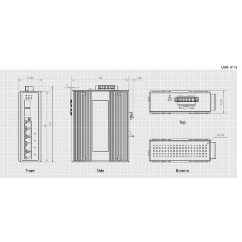 LevelOne 6-portový gigabit priemyselný switch, 1 x SFP, 1 x SFP/RJ45 Combo, -40°C až 75°C, DIN lišta