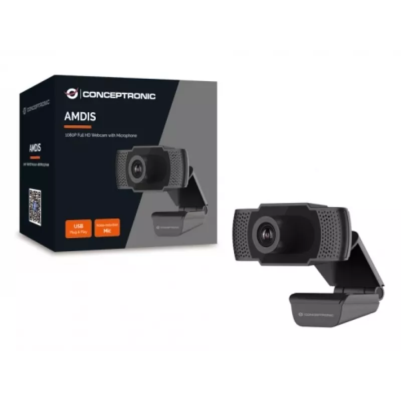 Conceptronic AMDIS 1080P Full HD webkamera s mikrofónom, 2 MP, 1920 x 1080 pixelov, Full HD, 30 fps, 1280x720@30fps, 1920x1080@30fps, M-JPEG, YUV