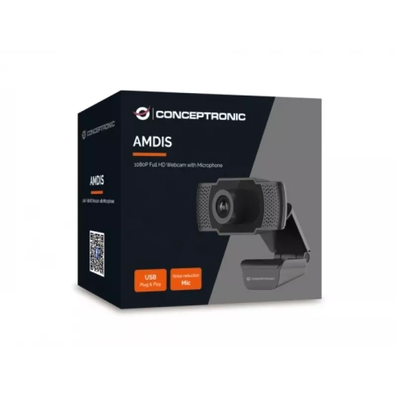Conceptronic AMDIS 1080P Full HD webkamera s mikrofónom, 2 MP, 1920 x 1080 pixelov, Full HD, 30 fps, 1280x720@30fps, 1920x1080@30fps, M-JPEG, YUV