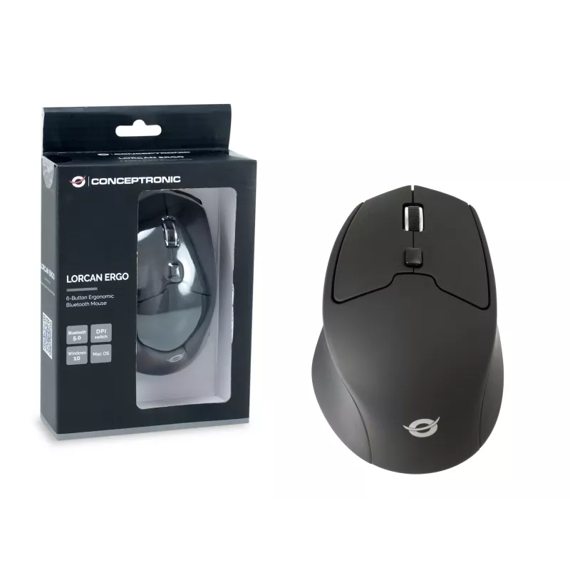 Conceptronic LORCAN02B Ergo myš kancelárska praváci Bluetooth optická 1600 DPI