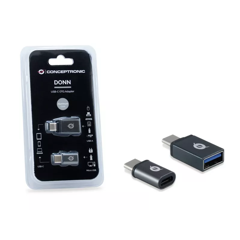 Conceptronic DONN04G USB-C na USB A/MicroB OTG adaptér 2 balenie, 10Gbps (C-A), 480Mbps (C-MicroUSB)
