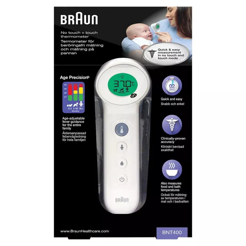 Braun BNT400 bezkontaktný biely čelo