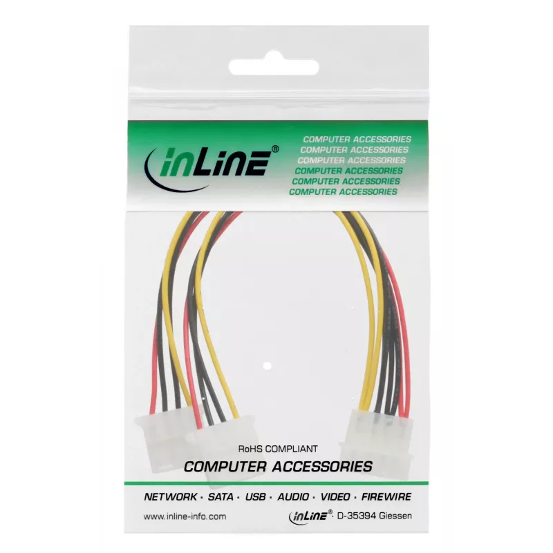 InLine interný napájací Y kábel 1x 5,25 palcov Molex / 2x 5,25 palcov Molex 0,20 m
