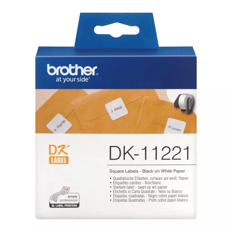Štvorcová papierová etiketa Brother DK11221