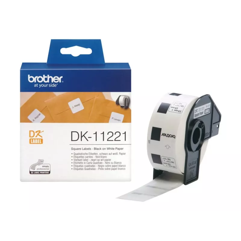 Štvorcová papierová etiketa Brother DK11221