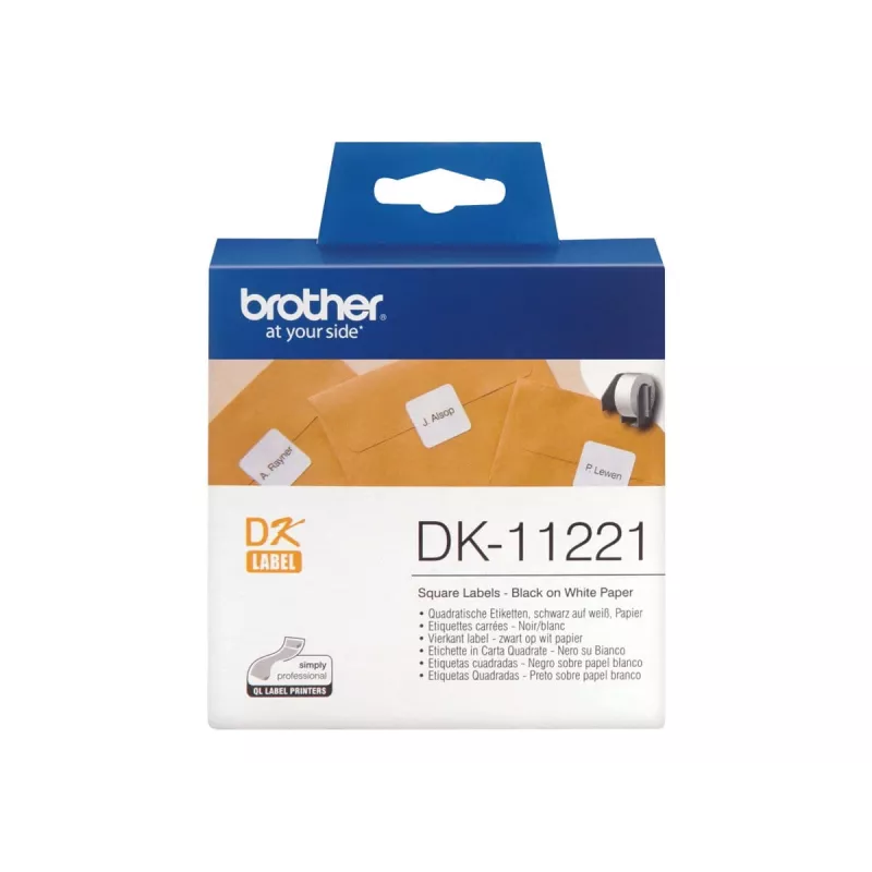 Štvorcová papierová etiketa Brother DK11221
