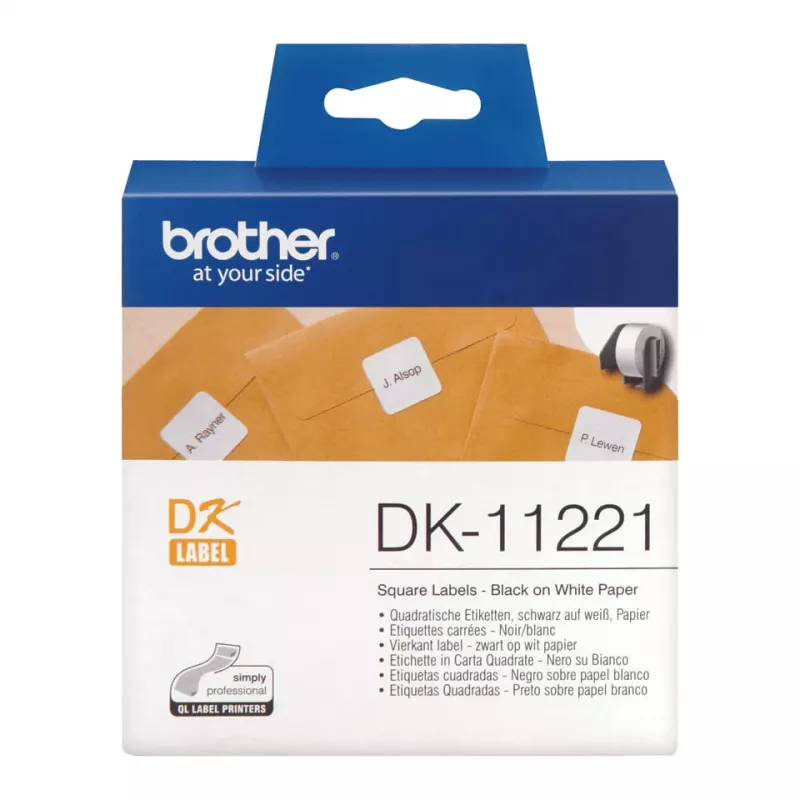 Štvorcová papierová etiketa Brother DK11221